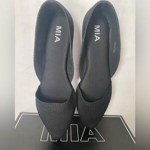 MIA Linzy d’Orsay style black Knit Flat Cotton Pointed Toe Flats NIB Size 10M